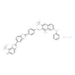 disodium 2'-[4-[[1-hydroxy-7-(phenylamino)-3-sulphonato-2-naphthyl]azo]phenyl]-6-methyl[2,6'-bibenzothiazole]-7-sulphonate结构式