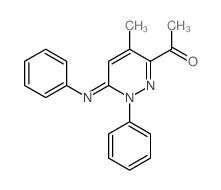 1-(4-methyl-1-phenyl-6-phenylimino-pyridazin-3-yl)ethanone结构式