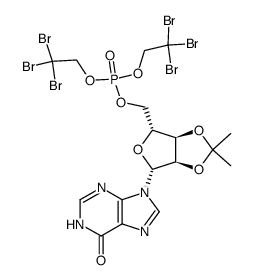 ((3aR,4R,6R,6aR)-2,2-dimethyl-6-(6-oxo-1,6-dihydro-9H-purin-9-yl)tetrahydrofuro[3,4-d][1,3]dioxol-4-yl)methyl bis(2,2,2-tribromoethyl) phosphate结构式