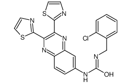 1-[2,3-bis(1,3-thiazol-2-yl)quinoxalin-6-yl]-3-[(2-chlorophenyl)methyl]urea Structure