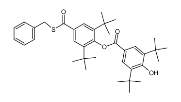 S-benzyl 3,5-di-tert-butyl-4-(3,5-di-tert-butyl-4-hydroxybenzoyloxy)thiobenzoate结构式