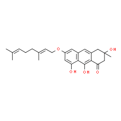 3,8,9-Trihydroxy-3-methyl-6-[[(2E)-3,7-dimethyl-2,6-octadienyl]oxy]-3,4-dihydroanthracene-1(2H)-one Structure