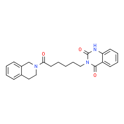 3-(6-(3,4-dihydroisoquinolin-2(1H)-yl)-6-oxohexyl)quinazoline-2,4(1H,3H)-dione structure