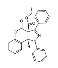 (3aS,9bR)-4-Oxo-1,3-diphenyl-1,9b-dihydro-chromeno[4,3-c]pyrazole-3a-carboxylic acid ethyl ester Structure