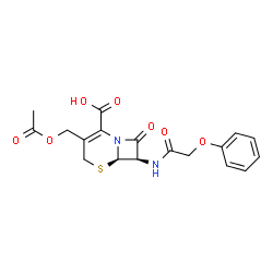 (6R,7R)-3-[(Acetyloxy)methyl]-8-oxo-7-[(phenoxyacetyl)amino]-5-thia-1-azabicyclo[4.2.0]octane-2-ene-2-carboxylic acid Structure