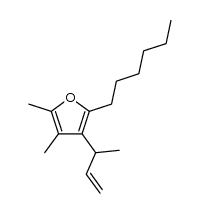 3-(1-methyl-2-propenyl)-2-hexyl-4,5-dimethylfuran结构式