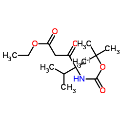 Ethyl (4S)-5-methyl-4-({[(2-methyl-2-propanyl)oxy]carbonyl}amino)-3-oxohexanoate结构式