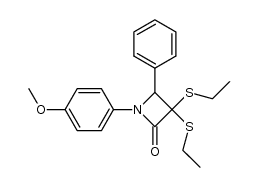 3-bis(ethylthio)-1-(4'-methoxyphenyl)-4-phenylazetidin-2-one结构式