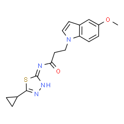 N-[(2E)-5-cyclopropyl-1,3,4-thiadiazol-2(3H)-ylidene]-3-(5-methoxy-1H-indol-1-yl)propanamide Structure