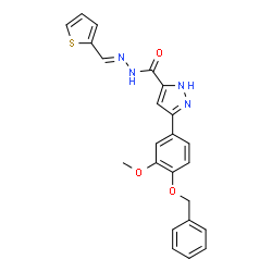 (E)-3-(4-(benzyloxy)-3-methoxyphenyl)-N-(thiophen-2-ylmethylene)-1H-pyrazole-5-carbohydrazide结构式