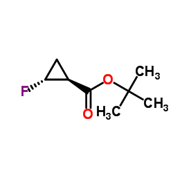 Cyclopropanecarboxylic acid, 2-fluoro-, 1,1-dimethylethyl ester, trans- (9CI) structure