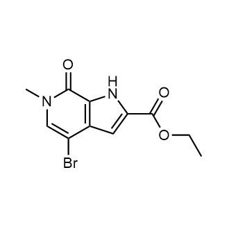 4-溴-6-甲基-7-氧代-6,7-二氢-1H-吡咯[2,3-c]吡啶-2-羧酸乙酯结构式