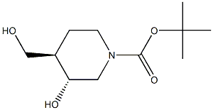 tert-butyl (3R,4R)-3-hydroxy-4-(hydroxymethyl)piperidine-1-carboxylate结构式