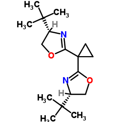 (4S)-4-Tert-butyl-2-[1-[(4S)-4-tert-butyl-4,5-dihydro-1,3-oxazol-2-yl]cyclopropyl]-4,5-dihydro-1,3-oxazole Structure