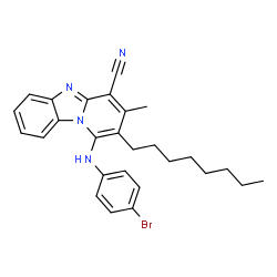 1-[(4-bromophenyl)amino]-3-methyl-2-octylpyrido[1,2-a]benzimidazole-4-carbonitrile结构式