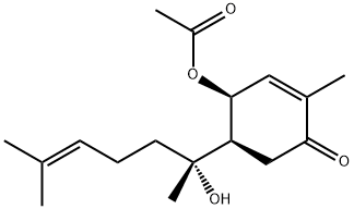 (4S)-4α-Acetoxy-5α-[(R)-1-hydroxy-1,5-dimethyl-4-hexenyl]-2-methyl-2-cyclohexen-1-one structure