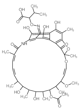 2-((((1E)-(21-(acetyloxy)-5,6,9,17,19-pentahydroxy-23-methoxy-2,4,12,16,18,20,22-heptamethyl-1,11-dioxo-1,2-dihydro-2,7-(epoxypentadeca(1,11,13)trienoimino)naphtho(2,1-b)furan-8-yl)methylene)amino)oxy结构式