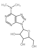 2-(5-dimethylamino-2,4,7,8,9-pentazabicyclo[4.3.0]nona-2,4,7,10-tetraen-9-yl)-5-(hydroxymethyl)oxolane-3,4-diol结构式