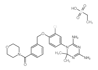 [3-[[2-chloro-4-(4,6-diamino-2,2-dimethyl-1,3,5-triazin-1-yl)phenoxy]methyl]phenyl]-morpholin-4-yl-methanone; ethanesulfonic acid Structure