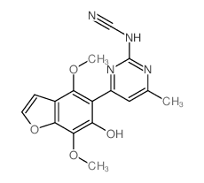 Cyanamide,[4-(6-hydroxy-4,7-dimethoxy-5-benzofuranyl)-6-methyl-2-pyrimidinyl]- (9CI) Structure
