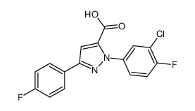 1-(3-CHLORO-4-FLUOROPHENYL)-3-(4-FLUOROPHENYL)-1H-PYRAZOLE-5-CARBOXYLIC ACID结构式