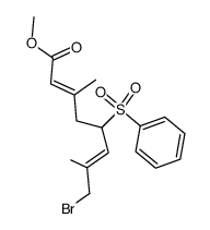 (2E,6E)-5-Benzenesulfonyl-8-bromo-3,7-dimethyl-octa-2,6-dienoic acid methyl ester结构式