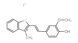 Benzothiazolium,2-[2-(4-hydroxy-3-methoxyphenyl)ethenyl]-3-methyl-, iodide (1:1)结构式