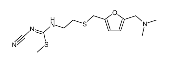 N-Cyano-N'-[2-[(5-dimethylaminomethyl-2-furyl)-methylthio]-ethyl]-S-methyl-isothioharnstoff结构式