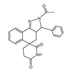 2-acetyl-3-phenyl-2,3,3a,3a,4-tetrahydro-spiro[benzo[g]indazole-5,3'-piperidine]-2',6'-dione结构式