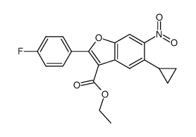 5-cyclopropyl-2-(4-fluoro-phenyl)-6-nitro-benzofuran-3-carboxylic acid ethyl ester Structure