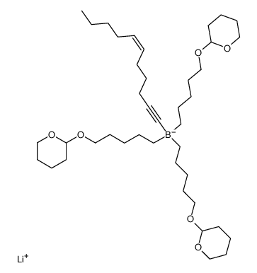 lithium (Z)-tris(5-((tetrahydro-2H-pyran-2-yl)oxy)pentyl)(undec-6-en-1-yn-1-yl)borate结构式