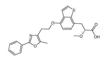(2R)-2-methoxy-3-{4-[2-(5-methyl-2-phenyl-oxazol-4-yl)-ethoxy]-benzo[b]thiophen-7-yl}-propionic acid结构式
