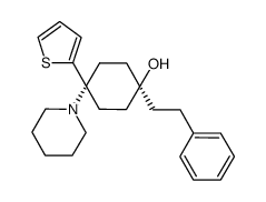 trans-4-(2-thienyl)-4-(N-piperodino)-1-phenethyl cyclohexanol结构式