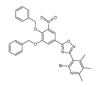 3-[5-(3,4-bis-benzyloxy-5-nitro-phenyl)-[1,2,4]oxadiazol-3-yl]-2-bromo-4,5,6-trimethyl-pyridine结构式