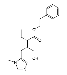 phenethyl (2S,3R)-2-ethyl-4-hydroxy-3-((1-methyl-1H-imidazol-5-yl)methyl)butanoate结构式