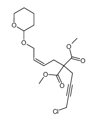 2-(4-Chloro-but-2-ynyl)-2-[(Z)-4-(tetrahydro-pyran-2-yloxy)-but-2-enyl]-malonic acid dimethyl ester结构式
