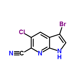 3-Bromo-5-chloro-1H-pyrrolo[2,3-b]pyridine-6-carbonitrile结构式