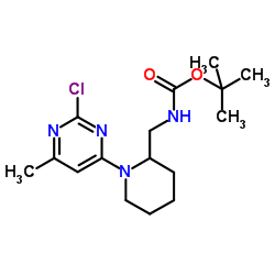 2-Methyl-2-propanyl {[1-(2-chloro-6-methyl-4-pyrimidinyl)-2-piperidinyl]methyl}carbamate structure