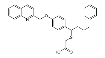 2-[4-phenyl-1-[4-(quinolin-2-ylmethoxy)phenyl]butyl]sulfanylacetic acid结构式