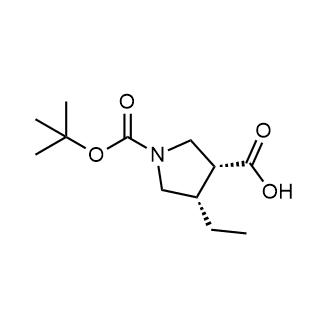 (3R,4S)-1-(tert-butoxycarbonyl)-4-ethylpyrrolidine-3-carboxylic acid structure