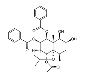 6β-acetoxy-8α,9α-dibenzoyloxy-1α,2α-dihydroxydihydro-β-agarofuran Structure