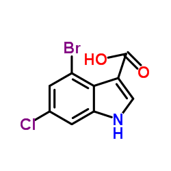 4-Bromo-6-chloro-1H-indole-3-carboxylic acid结构式