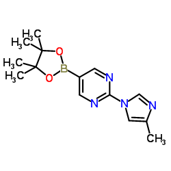 2-(4-Methyl-1H-imidazol-1-yl)-5-(4,4,5,5-tetramethyl-1,3,2-dioxaborolan-2-yl)pyrimidine Structure