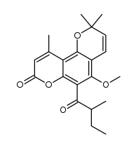 5-Methoxy-2,2,10-trimethyl-6-(2-methylbutanoyl)-2H,8H-benzo[1,2-b:3,4-b']dipyran-8-one结构式