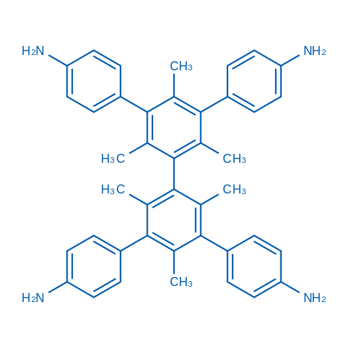 5',5''-双(4-氨基苯基)-2',2'',4',4'',6',6''-六甲基-[1,1':3',1'':3'',1'''-四联苯]-4,4'''-二胺结构式