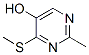 2-Methyl-4-(methylthio)-5-pyrimidinol Structure