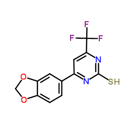 4-(1,3-benzodioxol-5-yl)-6-(trifluoromethyl)pyrimidine-2-thiol结构式
