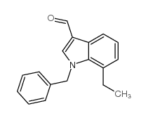 7-乙基-1-(苯基甲基)-1H-吲哚-3-羧醛结构式