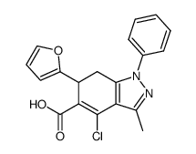 4-Chloro-6-furan-2-yl-3-methyl-1-phenyl-6,7-dihydro-1H-indazole-5-carboxylic acid Structure