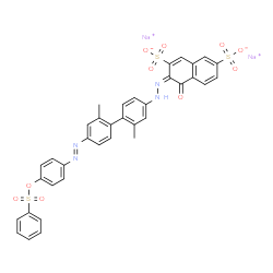 disodium 3-[[2,2'-dimethyl-4'-[[4-[(phenylsulphonyl)oxy]phenyl]azo][1,1'-biphenyl]-4-yl]azo]-4-hydroxynaphthalene-2,7-disulphonate Structure
